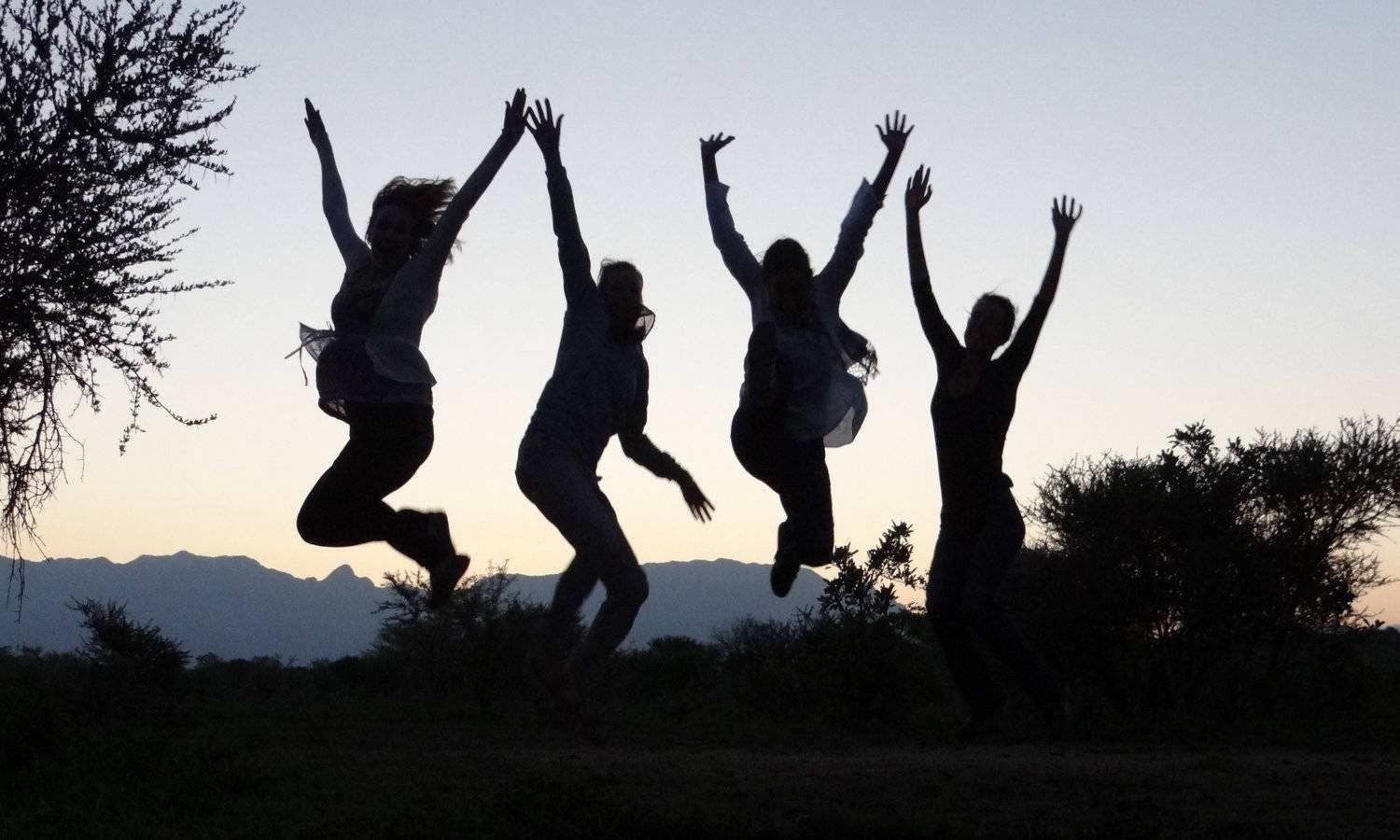 Silhouettes jumping high