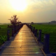 U-Bein-Bridge in Myanmar at sunset